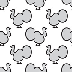 Seamless pattern with bird Turkey. Vector kids pattern Turkey which can be used for printing, textiles and children clothing.