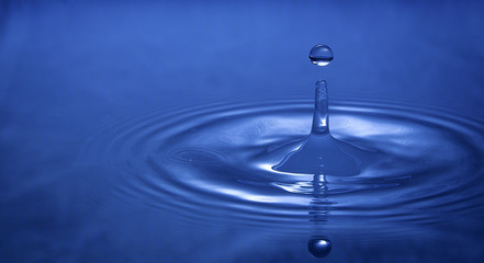 Fototapeta na wymiar Water drop falling into water