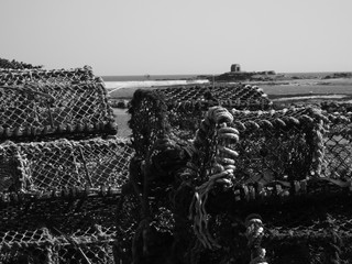 Lobster pots in Seahouses harbour