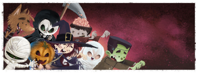 Fototapeta premium niños monstruos de halloween