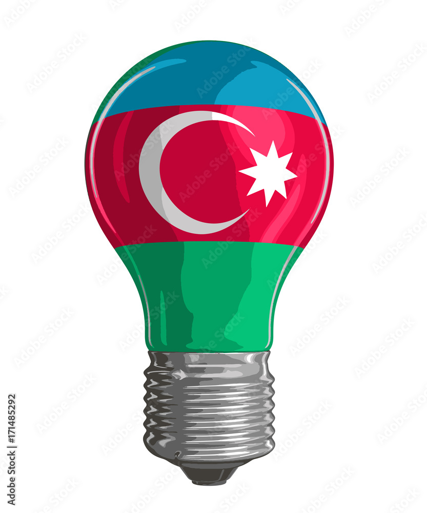 Poster light bulb with azerbaijan flag. image with clipping path