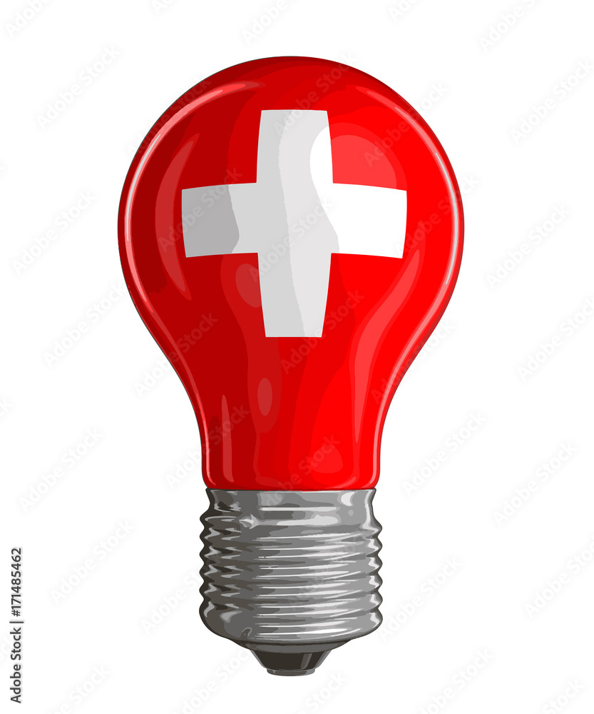 Poster light bulb with swiss flag. image with clipping path