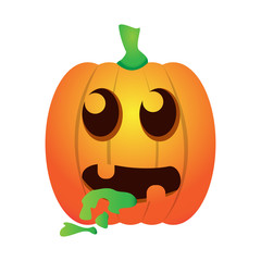 Isolated sick jack-o-lantern on a white background, Vector illustration