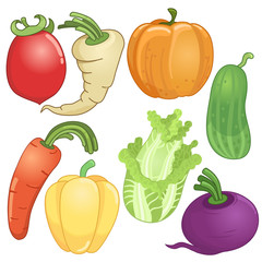 Vegetables whole cartoon / Gradient fill illustration in EPS 8 format
