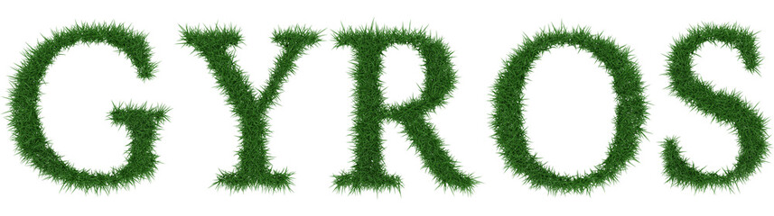 Gyros - 3D rendering fresh Grass letters isolated on whhite background.