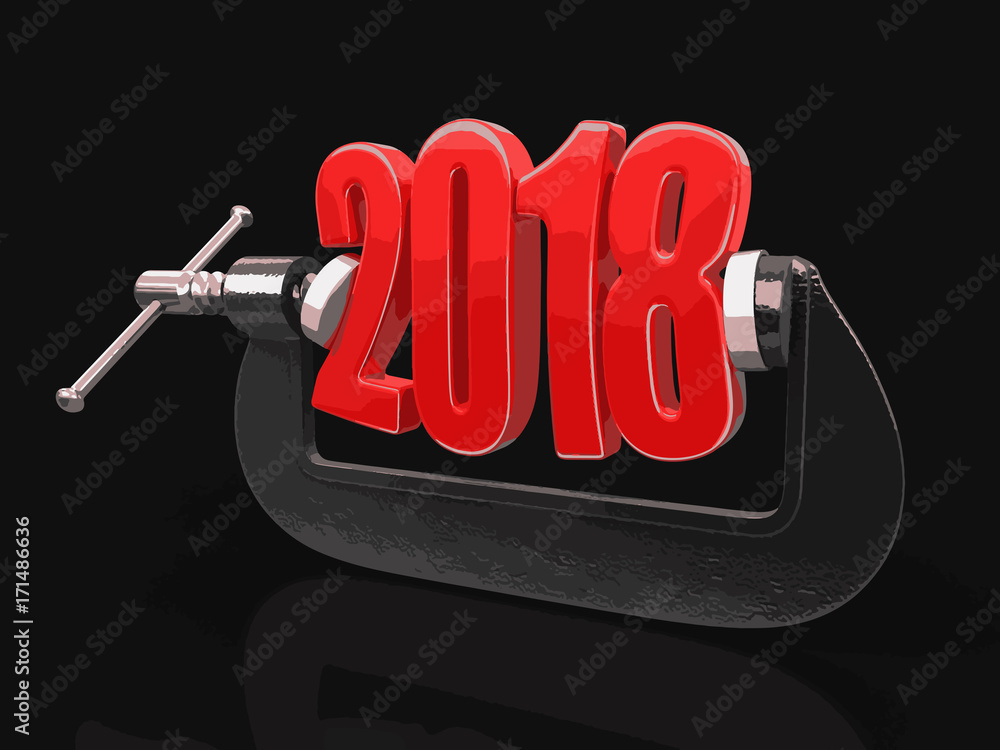 Poster 2018 in clamp. image with clipping path