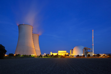 Nuclear Power Station At Night