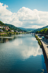 Neckar River in Heidelberg Cityscape View - obrazy, fototapety, plakaty