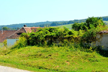 Typical rural landscape and peasant houses in  the village Somartin, Martinsberg, Märtelsberg,...