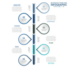 6 steps Business Infographics, strategy, timeline, design template