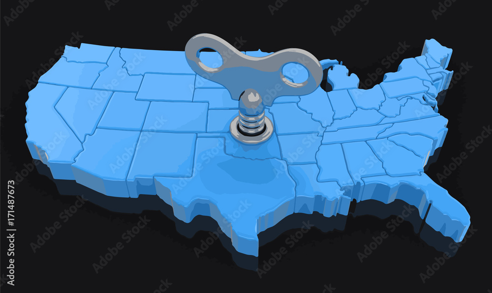 Poster map of usa with winding key. image with clipping path.