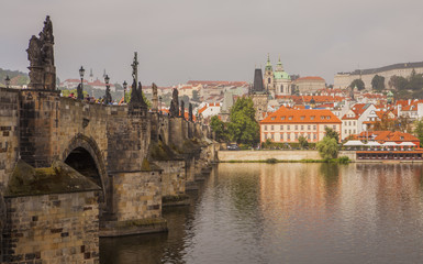 View of Charles Bridge and Prague Castle. Prague, the Czech Republic 