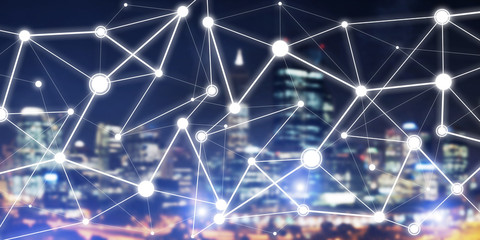 Modern wireless technologies as means of communucation and networking on dark background