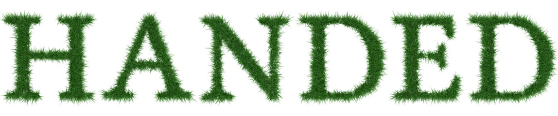 Handed - 3D rendering fresh Grass letters isolated on whhite background.