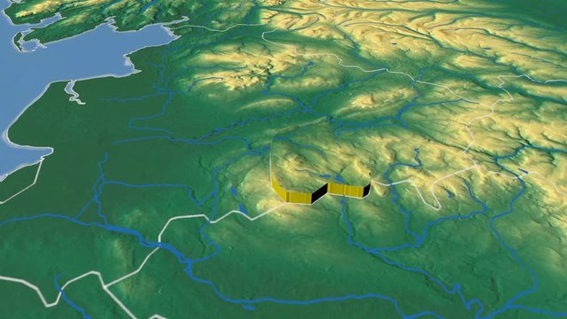 Blackburn With Darwen - United Kingdom England, region extruded. Bumps shaded