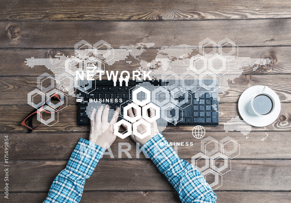 Poster concept of social communication and networking with media user interface