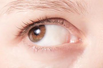 Close up view of a brown woman eye looking to the side