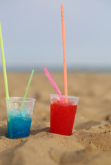 Grenadines with colorful syrup and refreshing ice