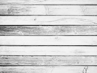 Old white wooden planks. Black and white photo.