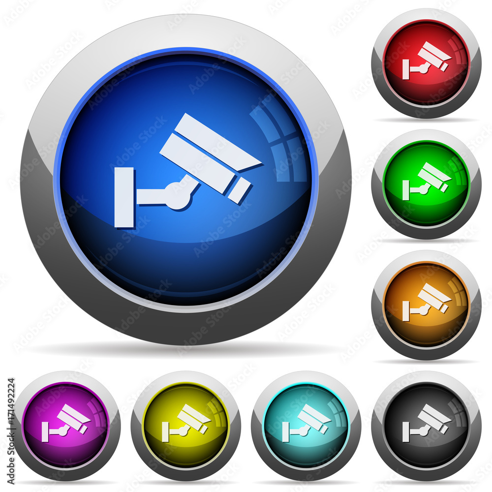 Poster security camera round glossy buttons