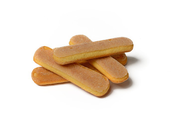 pile of savoyards - traditional italian biscuits - white background