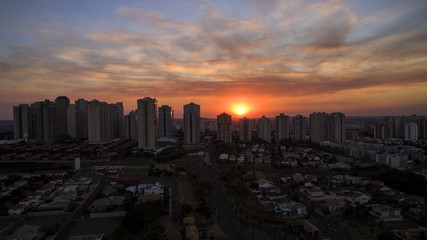 Naklejka na ściany i meble Ribeirao Preto city in Sao Paulo, Brazil. Region of Joao Fiusa Avenue in sunset day.