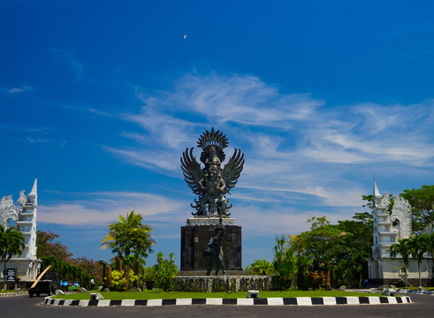 BALI, INDONESIA - MARCH 11, 2017: Stoned sculpture demon statue, represent the Hinduism in Bali