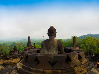 The 9th-century Mahayana Buddhist temple Borobudur, Magelang Regency, near Yogyakarta, Java Island,...