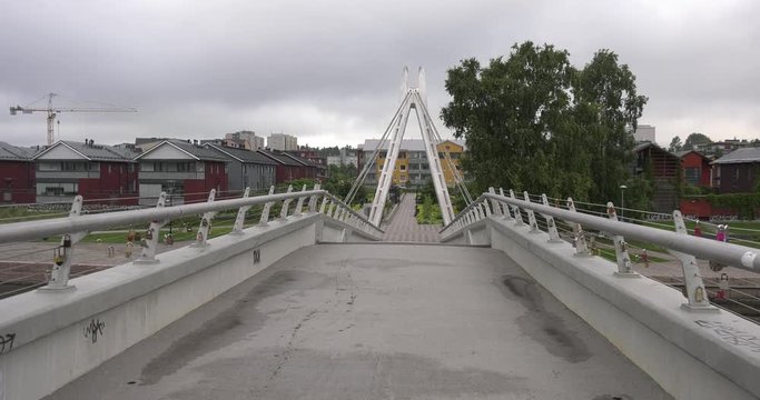 4K high quality video footage of medieval Porvoo old town on river Porvoonjoki, cathedral, river embankment, boats, old warehouses, area 50 km east of Helsinki, capital of Finland in northern Europe