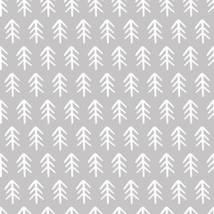 Winter hand drawn seamless pattern with Christmas tree. Vector illustration