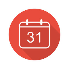 December 31 flat linear long shadow icon