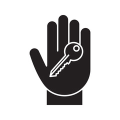 Hand with key glyph icon