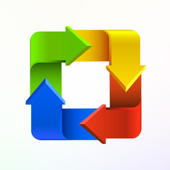 Colorful arrows in form of rectangle logo. Company Logotype concept.