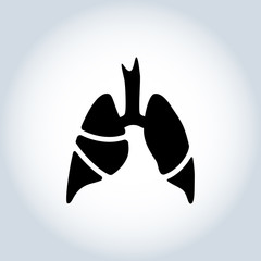 Vector silhouette medical illustration of human body organ - lungs with trachea. Logo template for clinic, hospital. Symbol for asthma, tuberculosis, pneumonia. Health care of respiratory system.