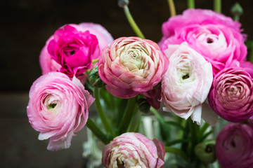 Bouquet of Pink Ranunculus Buttercup Flowers