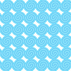 Geometric seamless pattern with blue spirals. Abstract modern texture.