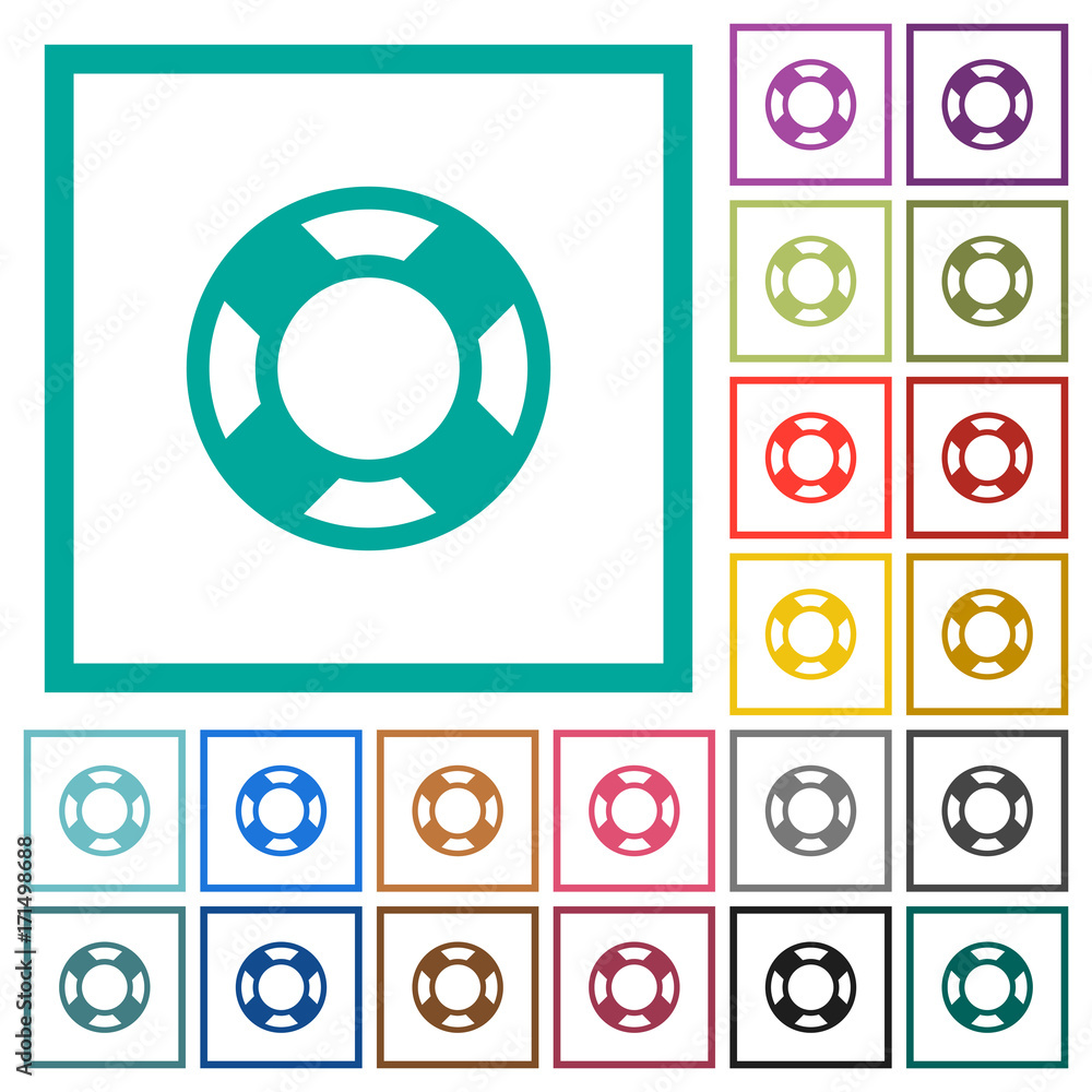 Poster lifesaver flat color icons with quadrant frames
