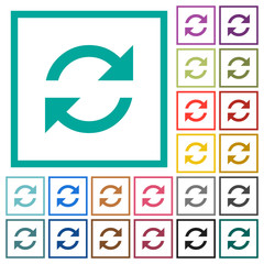 Refresh arrows flat color icons with quadrant frames