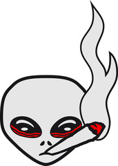 kopf gesicht joint rauchen drogen hanf weed zigarette cannabis high stoned groß horror halloween grusel ausserirdischer grey cool aliens