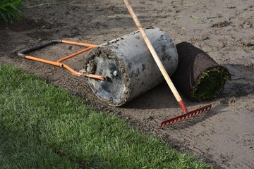 Laying grass Rollrasen Verlegung
