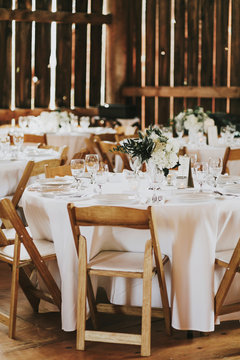 Wedding Reception Table in Barn Reception Venue