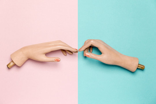 Two plastic hands