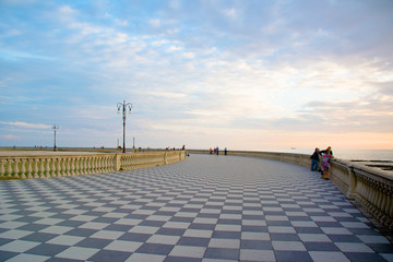sunset from the promenade of livorno