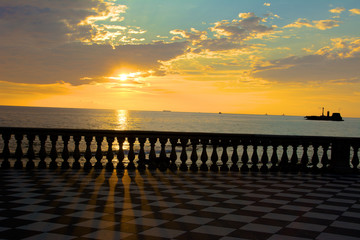 sunset from the promenade of livorno