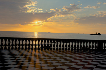 sunset from the promenade of livorno