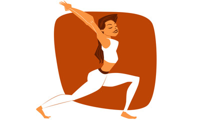 Yoga Pose, Vector Art, Virabhadrasana I, Warrior 1 Pose