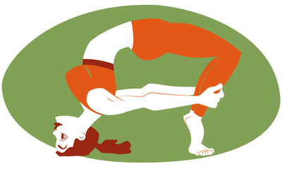 Yoga Pose, Vector Art, Viparita Prapada Dhanurasana, Inverted Tiptoe Bow Pose