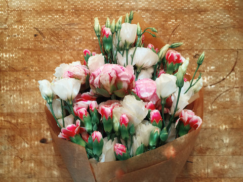 A bouquet of peonies and carnations