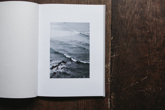 open book of photographs of nature