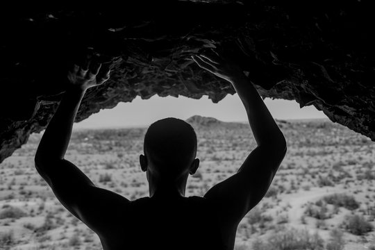 Young man fitness training outdoors